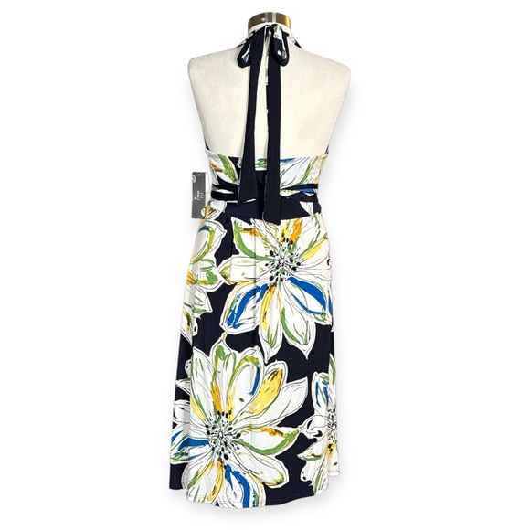 LILY NAVY FLORAL RESORT STYLE HALTER MIDI DRESS **NWT** - Picture 8 of 11